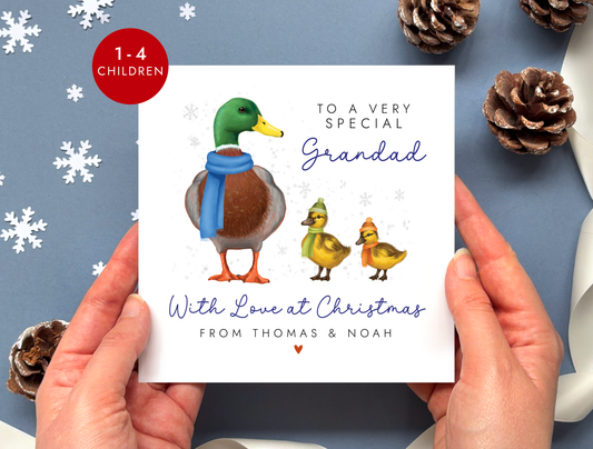 Personalised Ducks Christmas Card for Grandad
