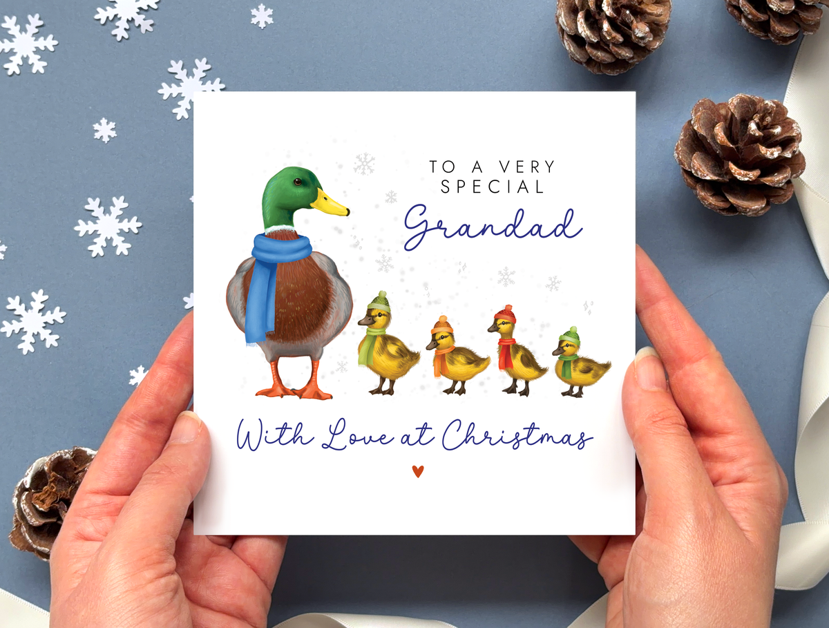 Personalised Ducks Christmas Card for Grandad