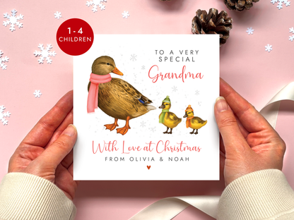 Personalised Ducks Christmas Card for Grandma