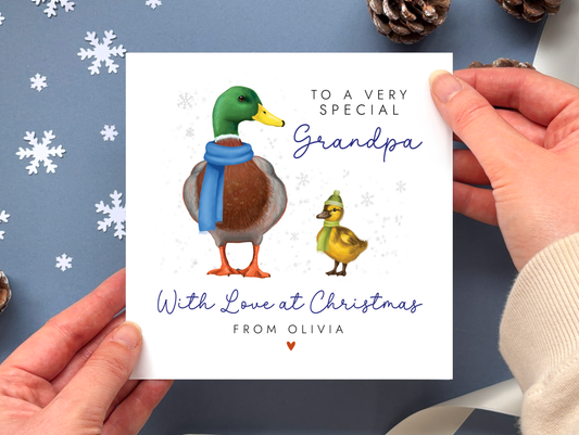 Personalised Ducks Christmas Card for Grandad