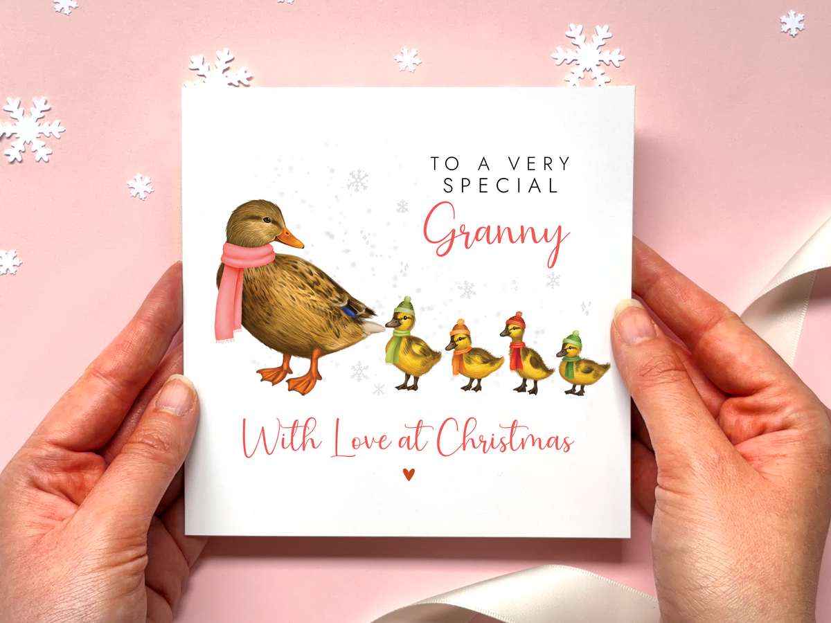 Personalised Ducks Christmas Card for Grandma