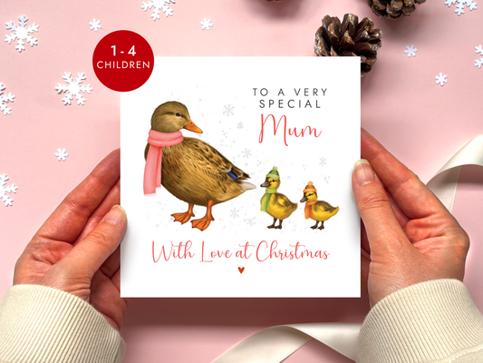 Personalised Ducks Christmas Card for Mum
