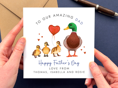 Personalised Ducks Father's Day Card for Daddy