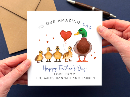 Personalised Ducks Father's Day Card for Daddy
