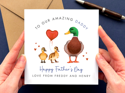 Personalised Ducks Father's Day Card for Daddy