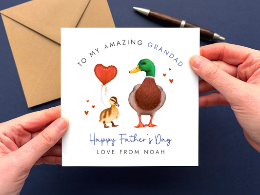 Personalised Ducks Father's Day Card for Grandad