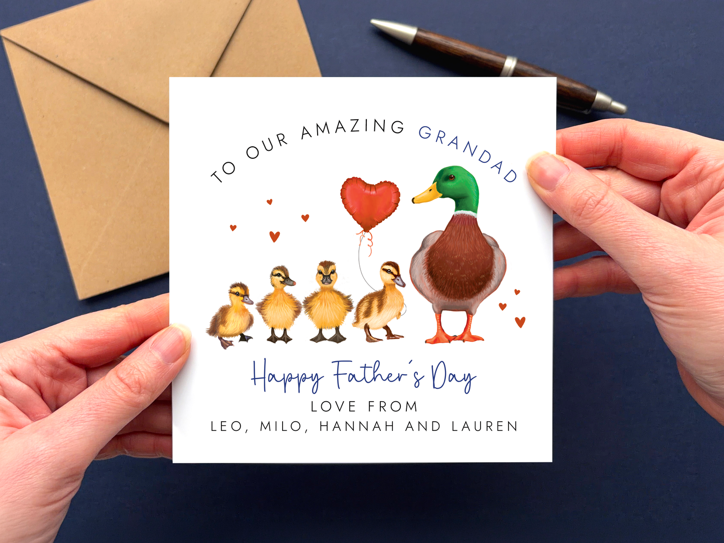 Personalised Ducks Father's Day Card for Grandad