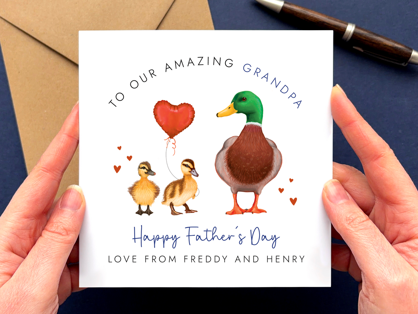 Personalised Ducks Father's Day Card for Grandad