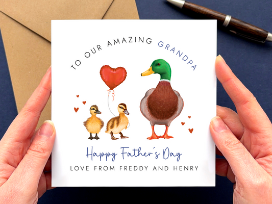 Personalised Ducks Father's Day Card for Grandad