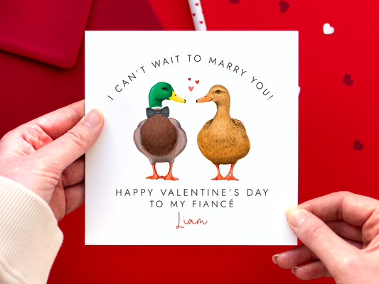 Personalised Ducks Valentine's Day Card for Fiancé or Fiancée