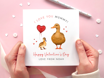 Personalised Ducks Valentine's Day Card for Mummy