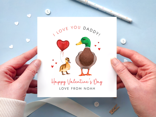 Personalised Ducks Valentine's Day Card for Daddy
