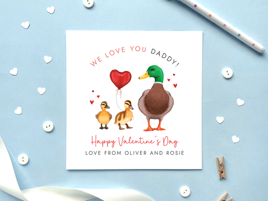 Personalised Ducks Valentine's Day Card for Daddy