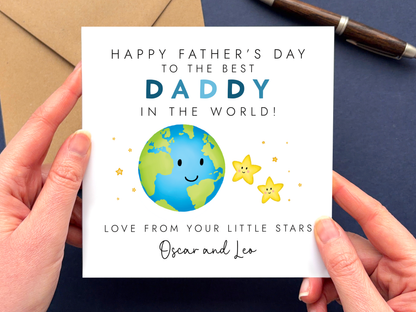 Personalised Father's Day Card for Best Daddy in the World from 2 Children