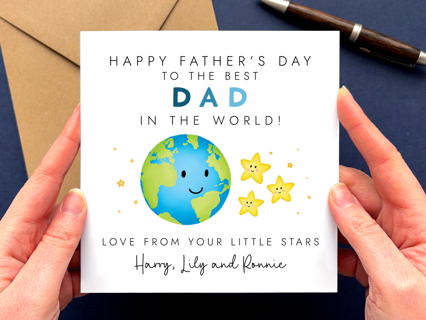 Personalised Father's Day Card for Best Daddy in the World from 3 Children