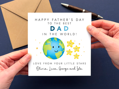 Personalised Father's Day Card for Best Daddy in the World from 4 Children