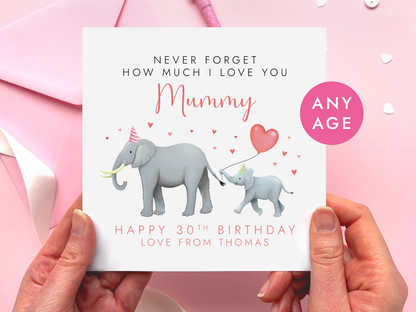 Personalised Elephants Birthday Card for Mum