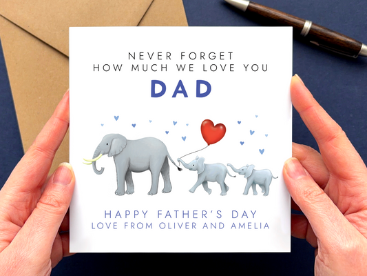 Personalised Elephants Father's Day Card for Daddy