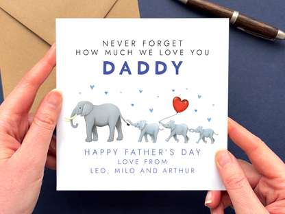 Personalised Elephants Father's Day Card for Daddy