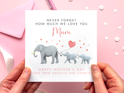 Personalised Elephant Mother's Day Card for Mum
