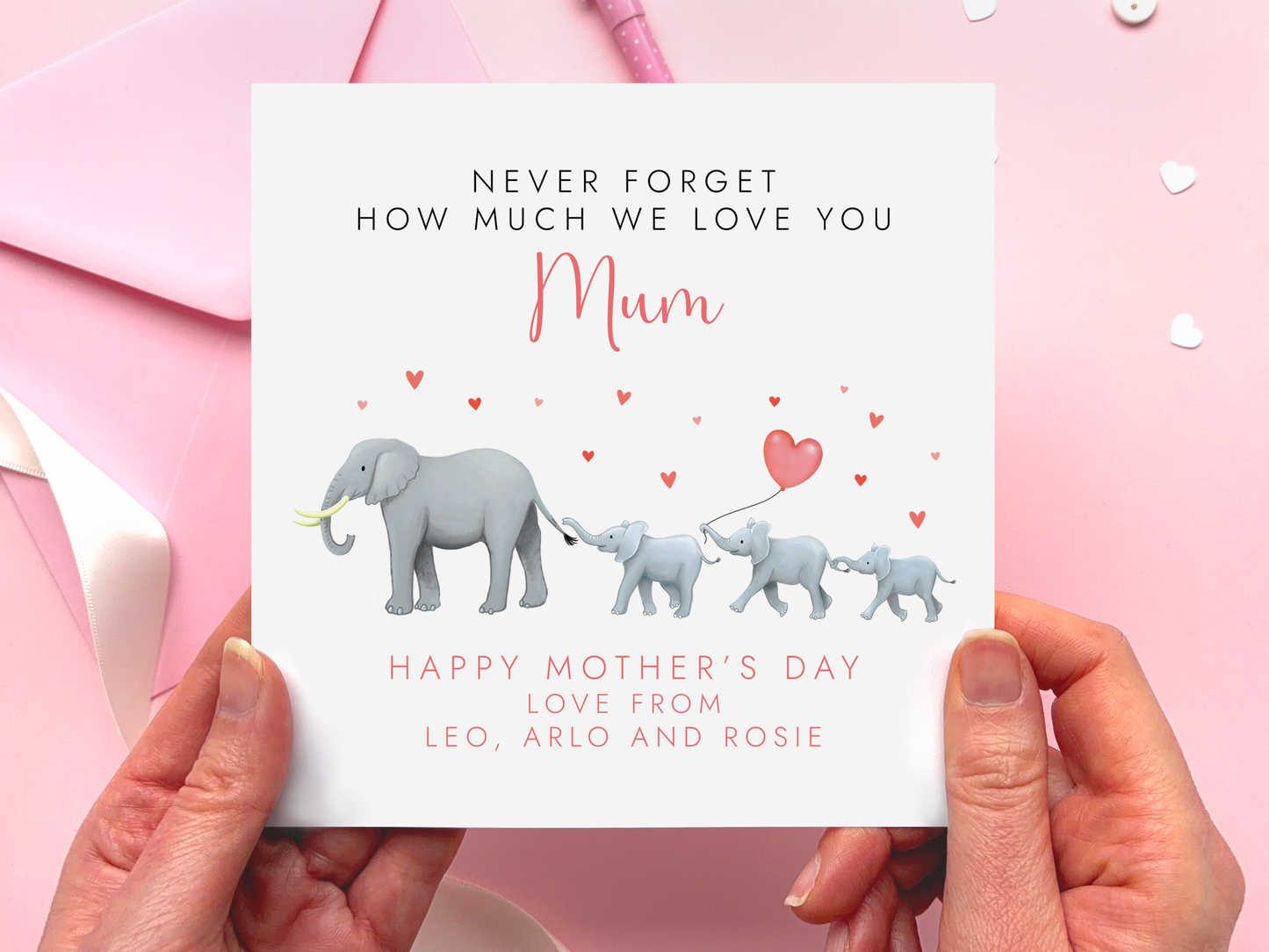 Personalised Elephant Mother's Day Card for Mum