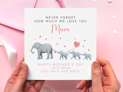 Personalised Elephant Mother's Day Card for Mum