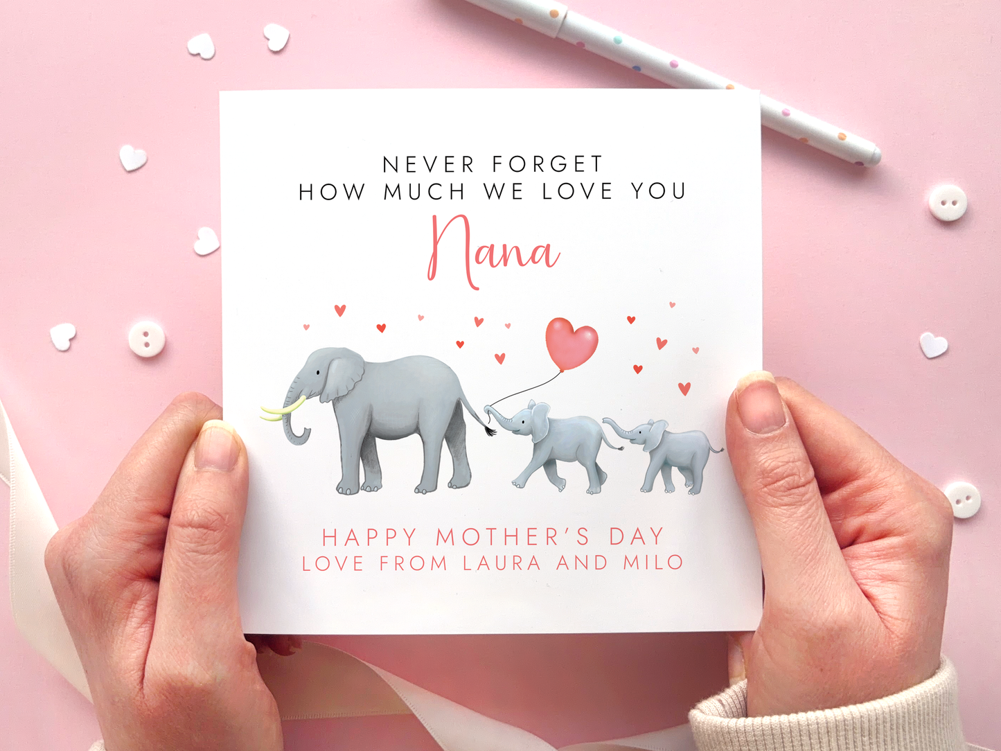 Personalised Elephant Mother's Day Card for Mum