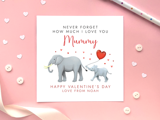 Personalised Elephants Valentine's Day Card for Mummy