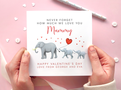 Personalised Elephants Valentine's Day Card for Mummy