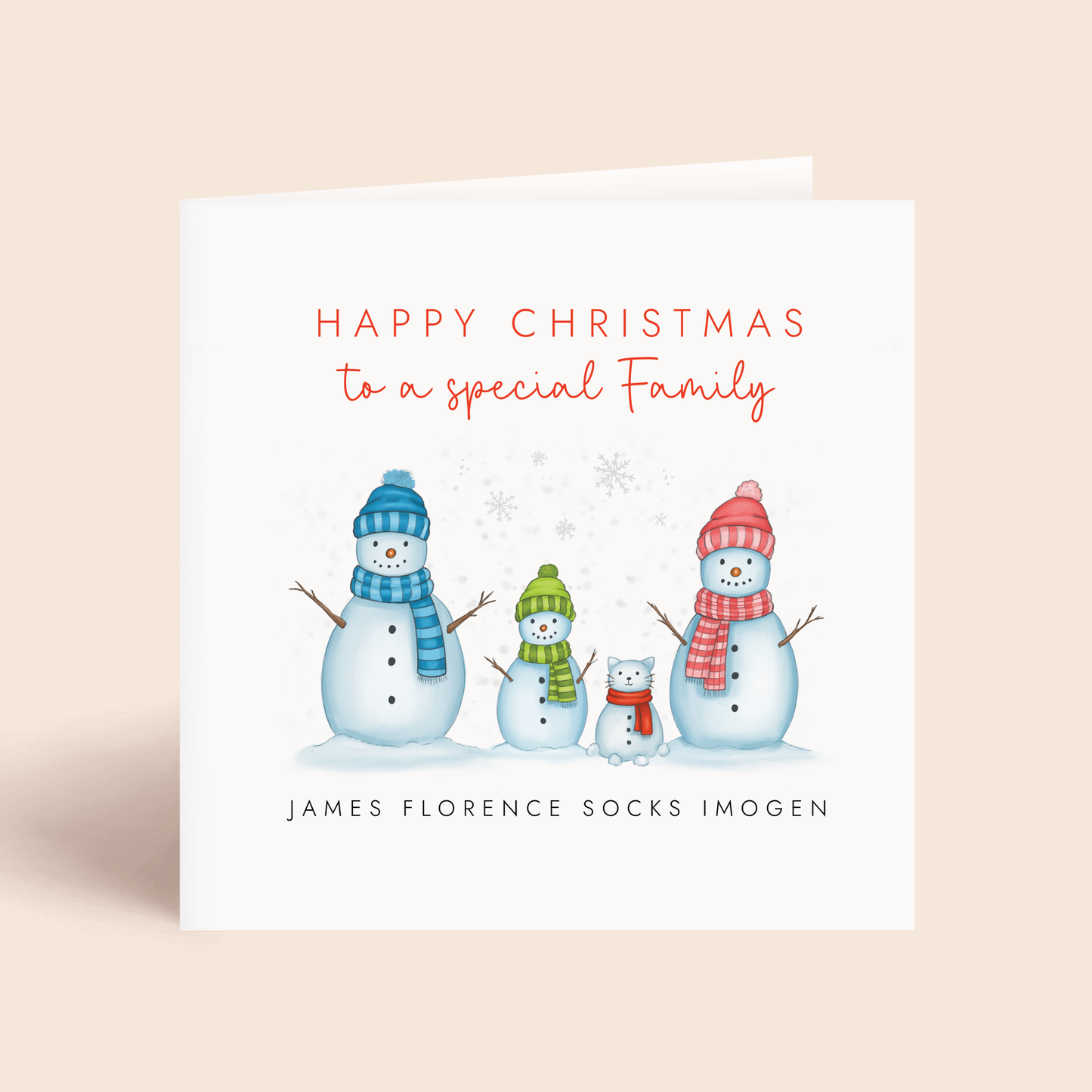 Personalised Snow Family Christmas Card