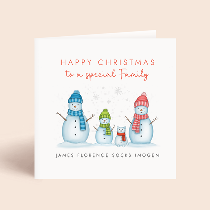 Personalised Snow Family Christmas Card