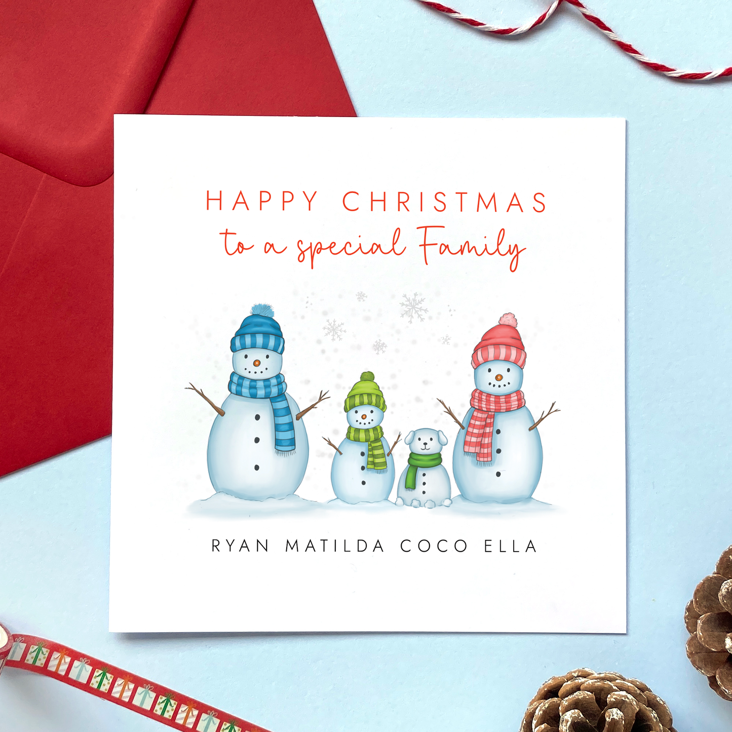 Personalised Snow Family Christmas Card
