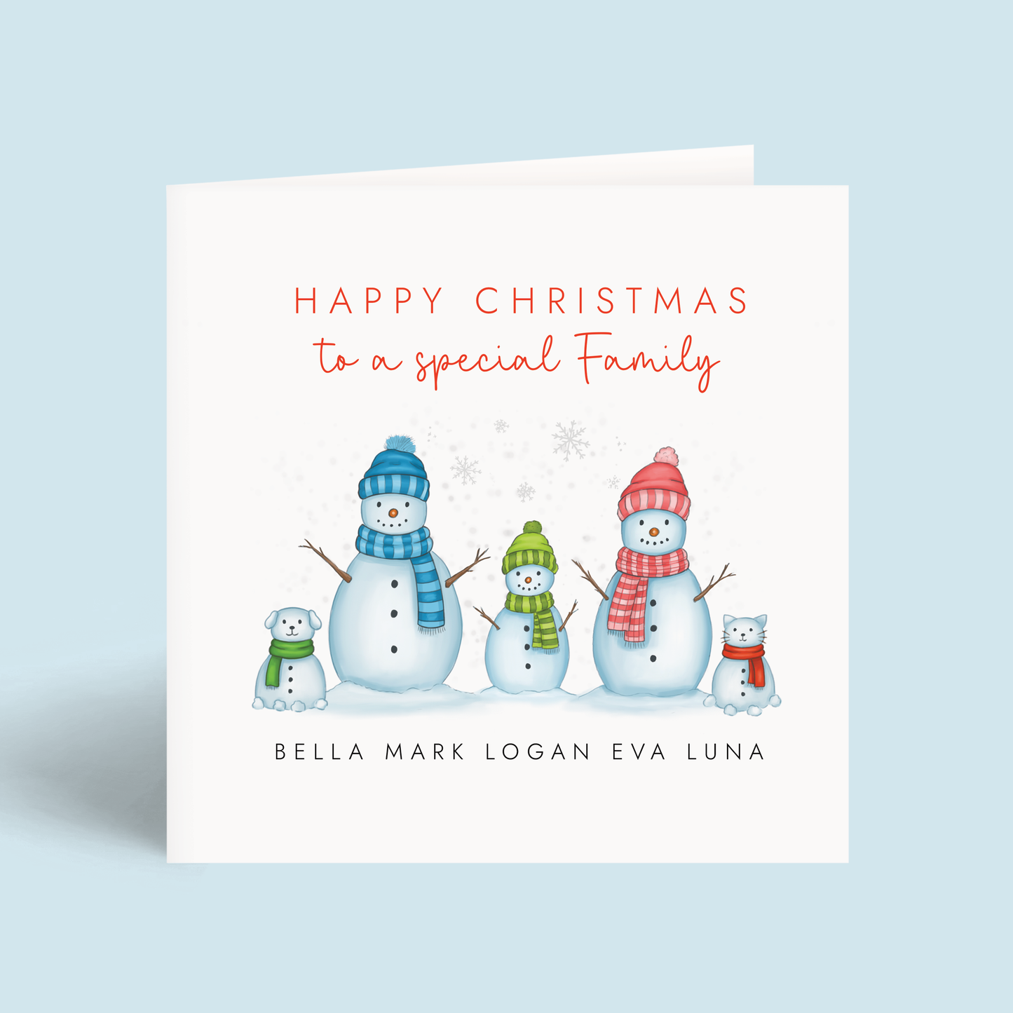 Personalised Snow Family Christmas Card