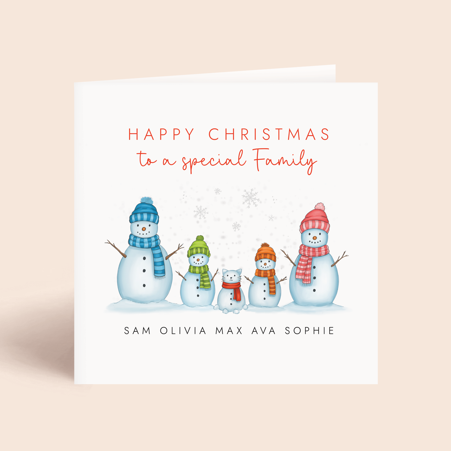 Personalised Snow Family Christmas Card