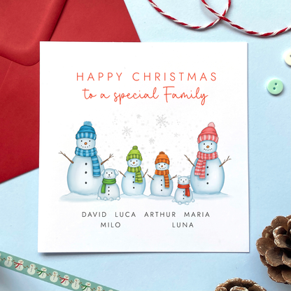 Personalised Snow Family Christmas Card