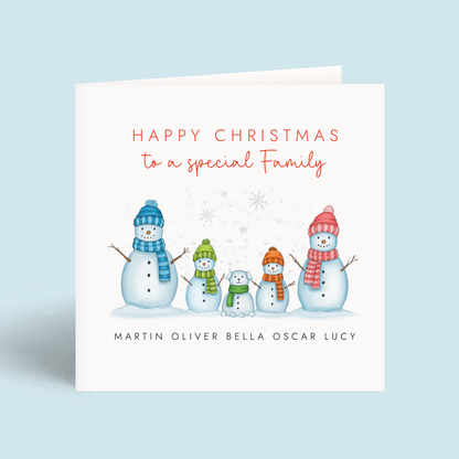 Personalised Snow Family Christmas Card