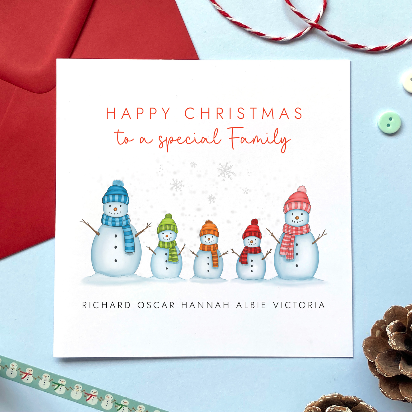 Personalised Snow Family Christmas Card