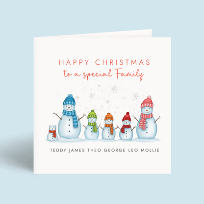 Personalised Snow Family Christmas Card