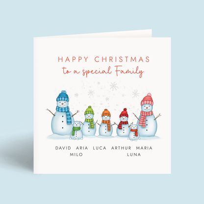 Personalised Snow Family Christmas Card
