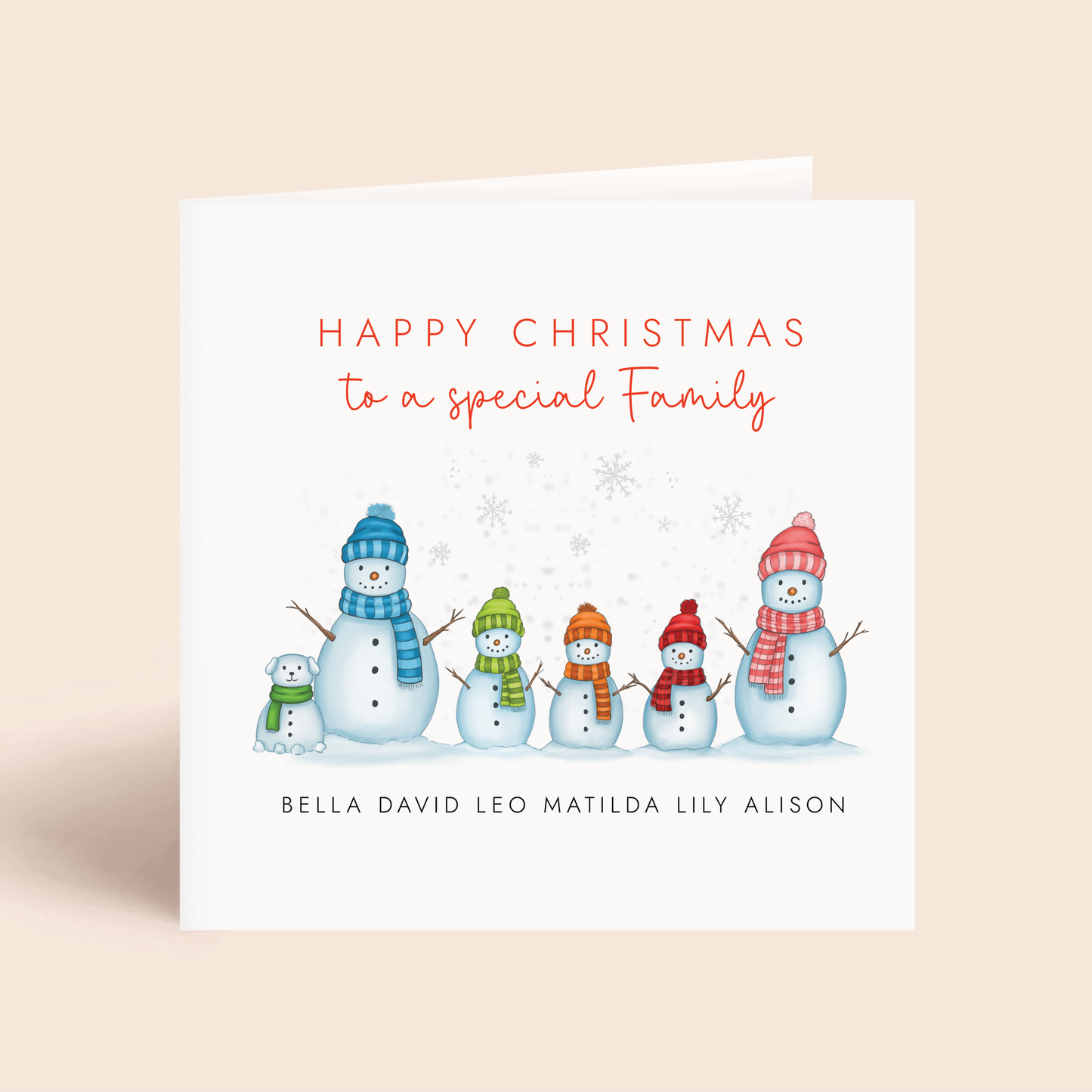 Personalised Snow Family Christmas Card