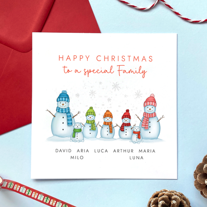 Personalised Snow Family Christmas Card