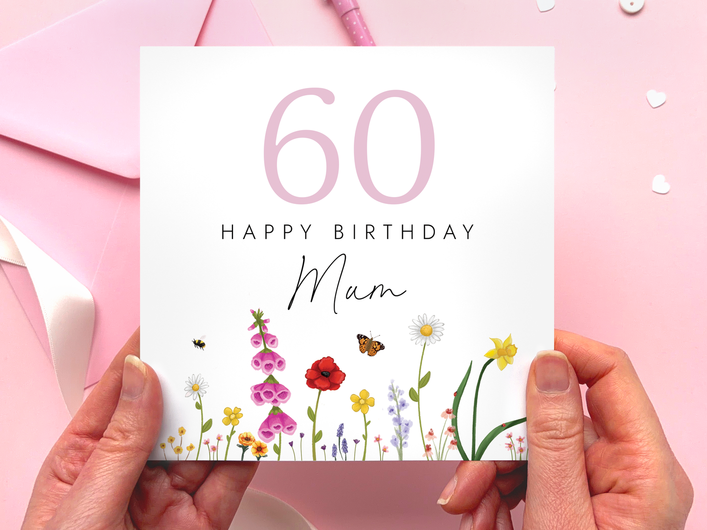 Personalised Flowers 60th Birthday Card for Mum