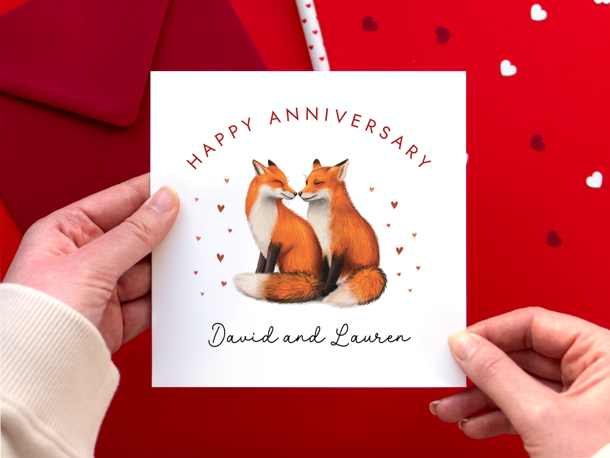 Personalised Fox Anniversary Card