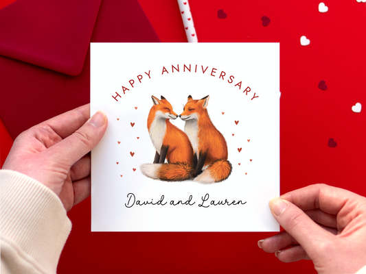 Personalised Fox Anniversary Card