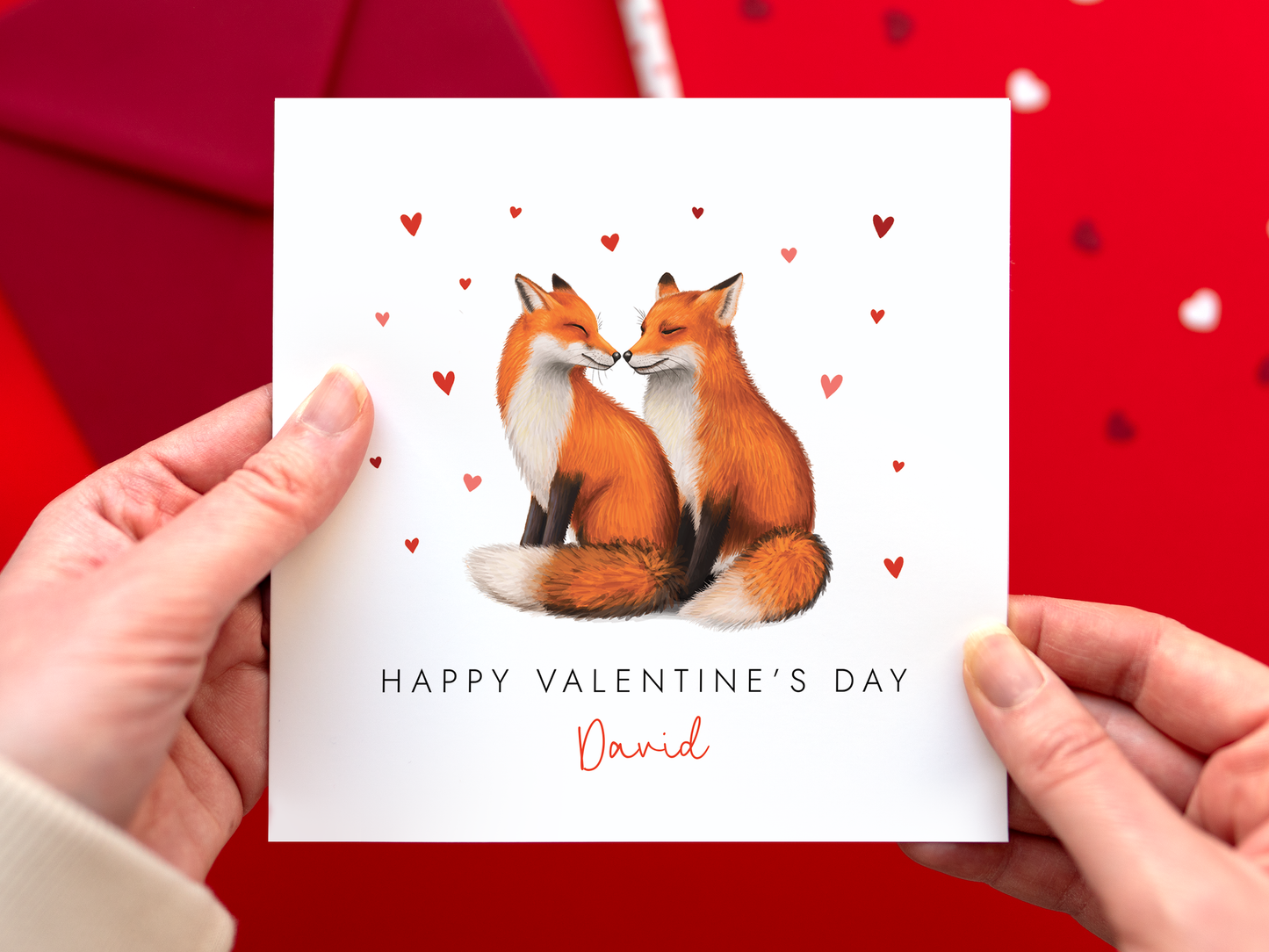 Personalised Fox Valentine's Day Card
