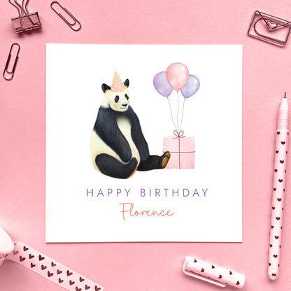 Personalised Panda Birthday Card for Her