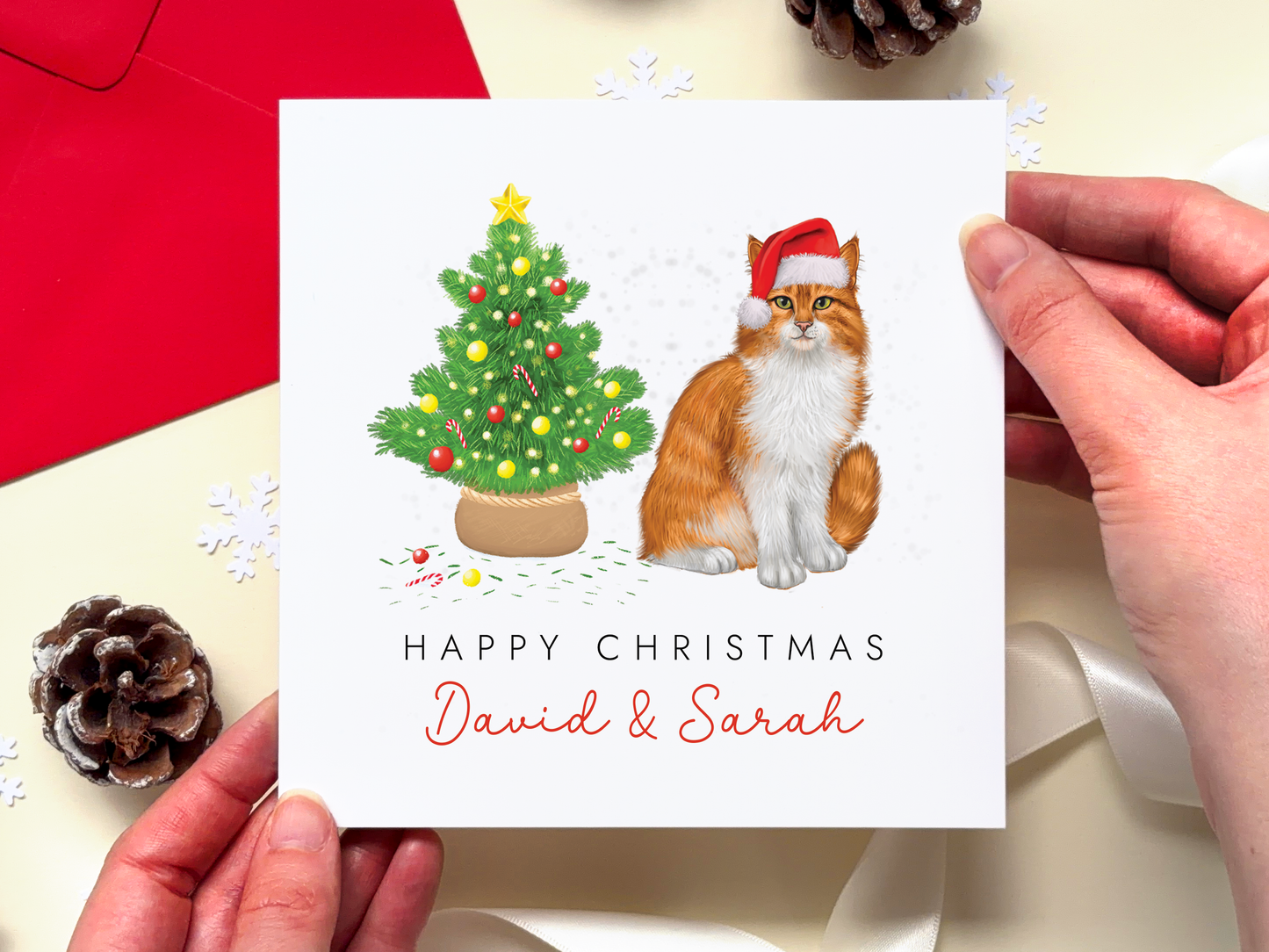 Personalised Ginger Cat Christmas Card