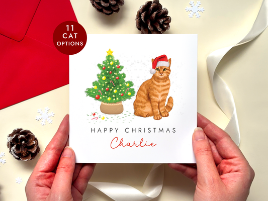 Personalised Ginger Cat Christmas Card