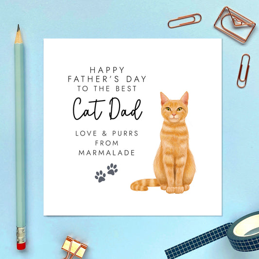 Ginger Tabby Cat Father's Day Card for Cat Dad