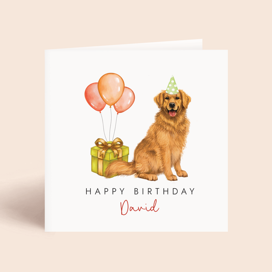 Personalised Golden Retriever Birthday Card